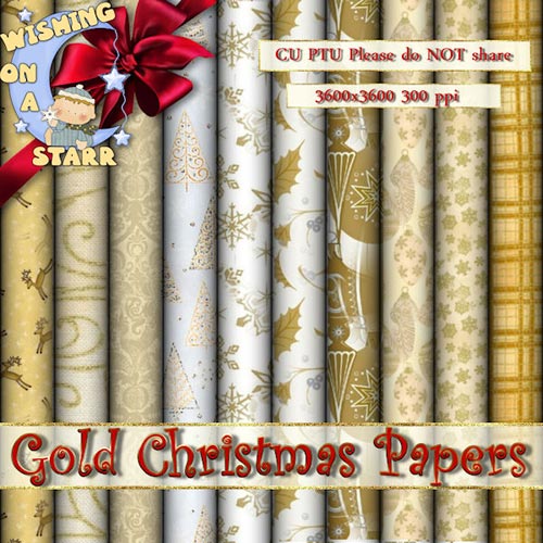 Scrpa-kit - Gold Christmas papers