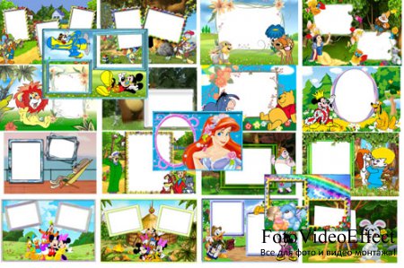 Набор детских рамок для фотошоп – Мультипликационные герои
