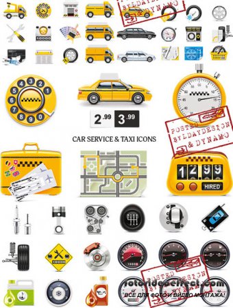 Stock Vectors - Car service & taxi icons