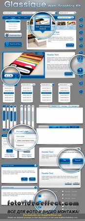 Glassique Blue Web Graphics Kit (GraphicRiver)