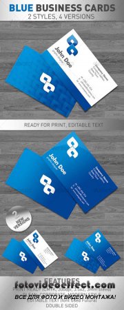 Blue Business Cards Templates for Photoshop