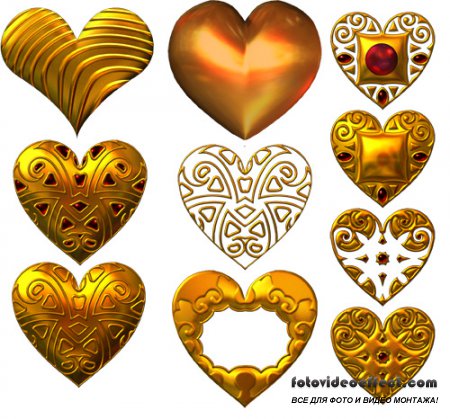 PSD Cliparts - Gold Hearts