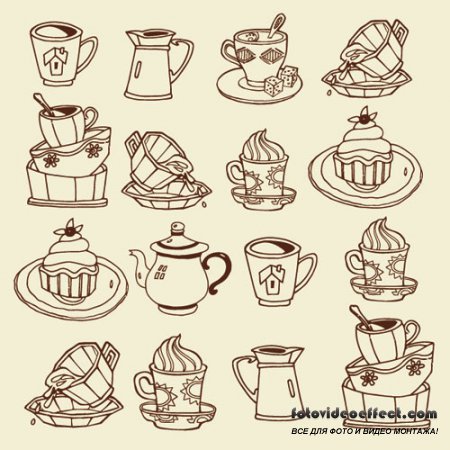Stock Vector  Sweet Cake and Coffee