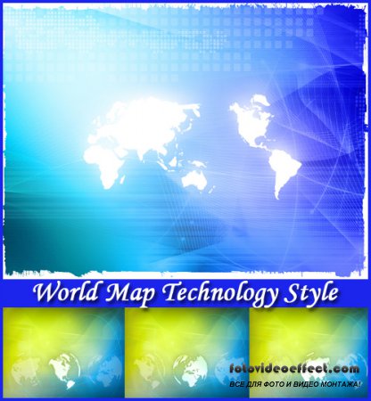 World Map Technology Style - Stock Photos