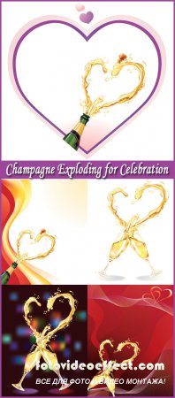 Champagne Exploding for Celebration - Stock Vectors