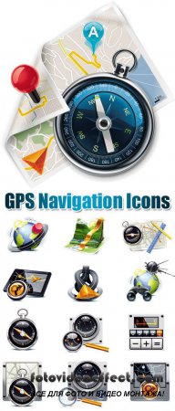 GPS Navigation Icons Vector