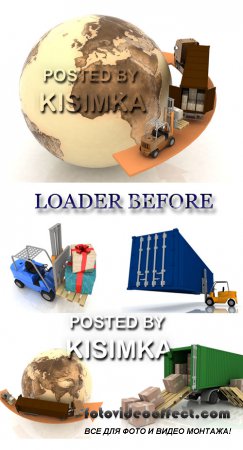 Stock Photo: Loader before the rows of boxes