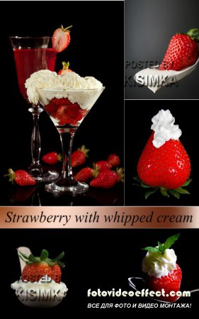 Stock Photo: Strawberry with whipped cream