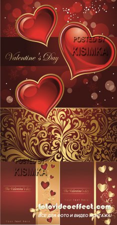 Stock: Red background with hearts and gold elements