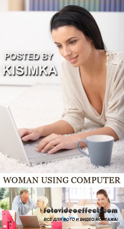 Stock Photo: WOMAN USING COMPUTER AT HOME