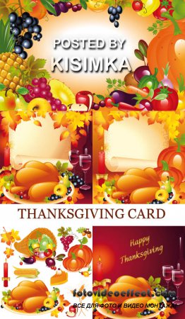 Stock: THANKSGIVING CARD. BACKGROUND WITH TURKEY