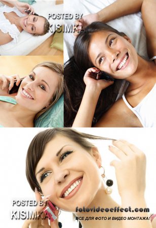 Stock Photo: Happy woman talking on phone