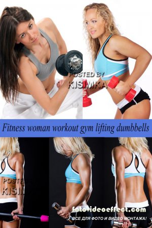Stock Photo: Fitness woman workout gym lifting dumbbells