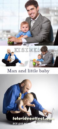 Stock Photo: Business man and little baby