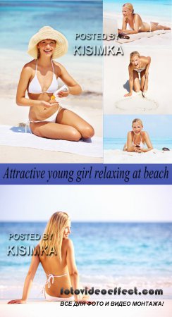 Stock Photo: Attractive young girl relaxing at beach