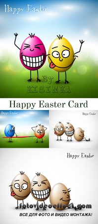 Stock: Funny easter eggs - Happy Easter Card