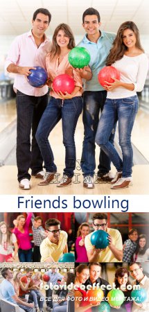 Stock Photo: Friends bowling