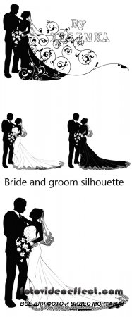 Stock: Bride and groom silhouette