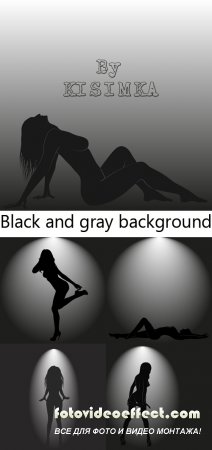 Stock: Black and gray background with a woman