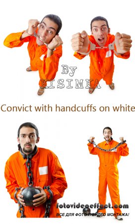 Stock Photo: Convict with handcuffs on white