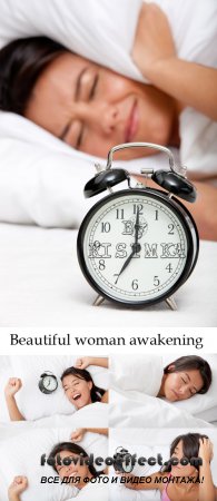 Stock Photo: Beautiful woman awakening