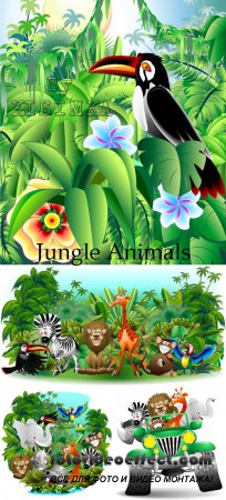 Stock: Jungle Animals Background-Vector