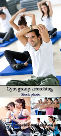 Stock Photo: Gym group stretching