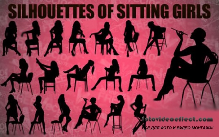 Girls Sitting Vector Silhouettes