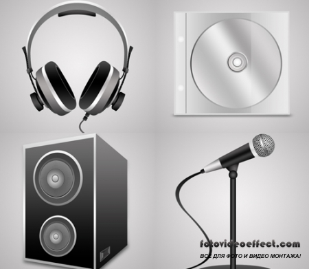 Cd, Headphone and microphone Music Psd Files