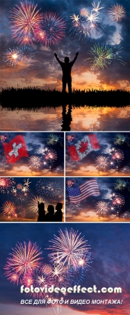 Stock Photo: Holiday fireworks