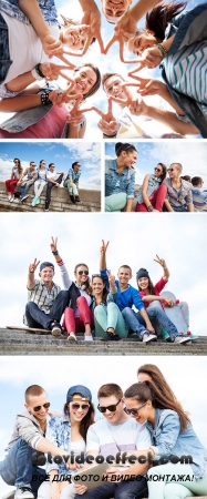 Stock Photo: Group of teenagers hanging out