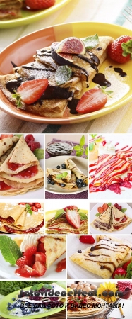 Stock Photo: Crepe with fruit and jam 2