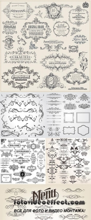 Stock: Vintage Frames and Ornaments Set